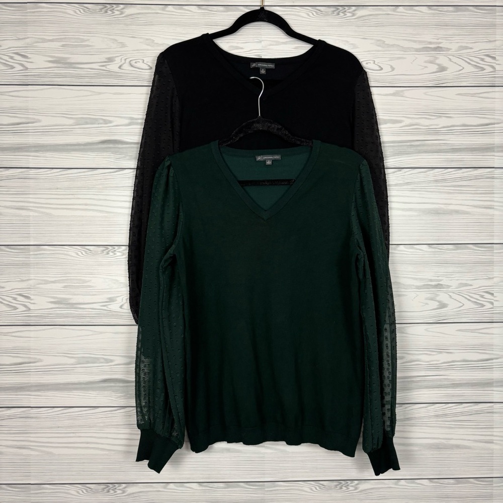 Adrianna Papell Long Sleeve Blouse Lot Green/Black Size Medium